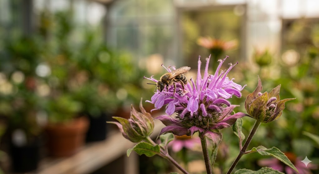 Pollinators visiting blooms in the garden